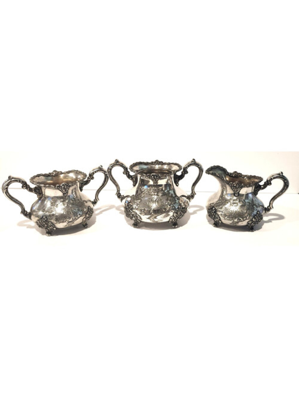 Antique Silverplate Lot 4pc Pairpoint 356 Victorian Tea Service Paul Revere Vase